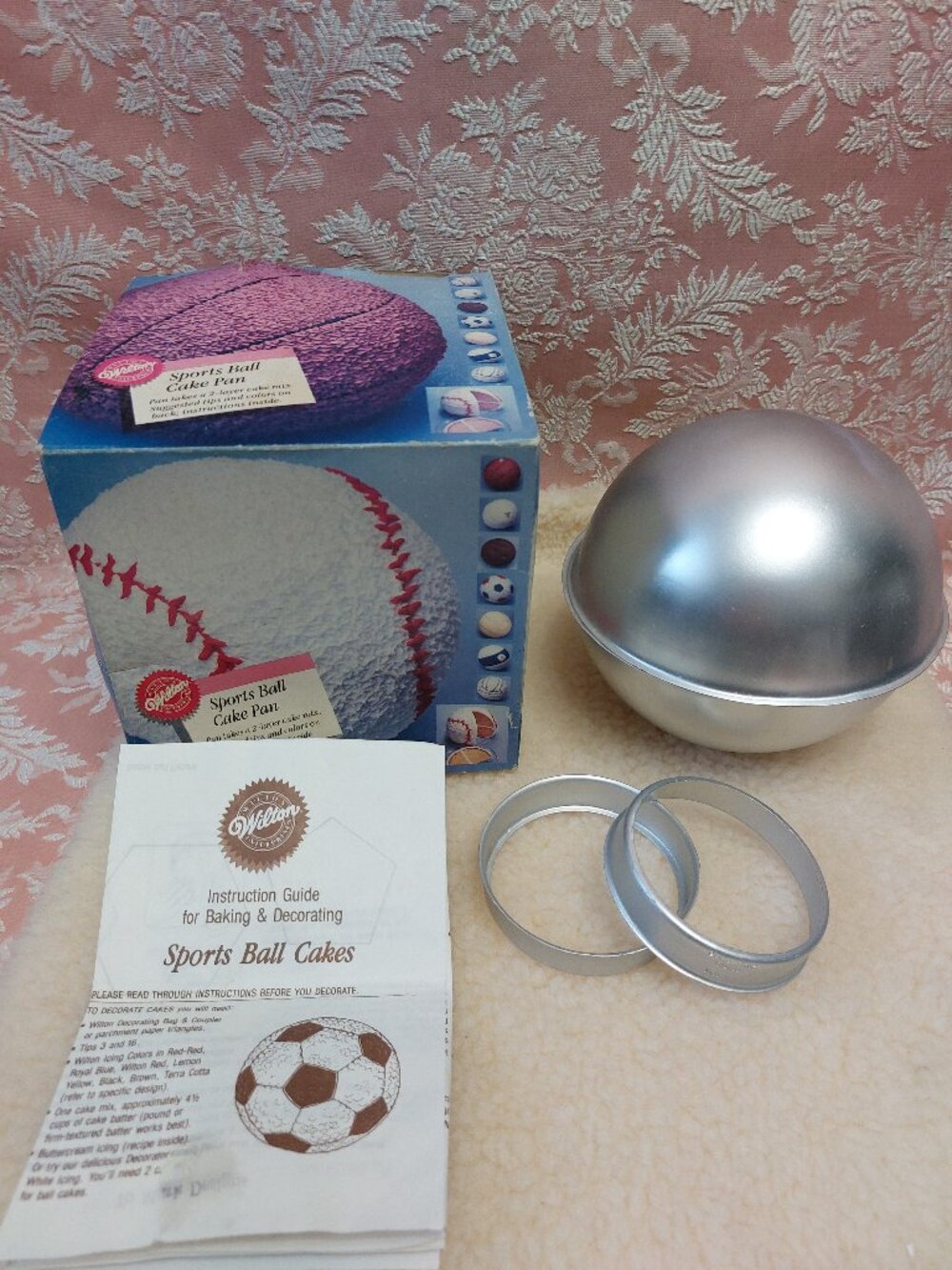 Vintage 1990 Wilton SPORTS BALL Versatile Cake Pan Mold with Instructions